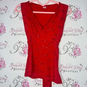 Angie collection tank top tie up ribbon 🎀 cinching holographic sparkly rare y2k